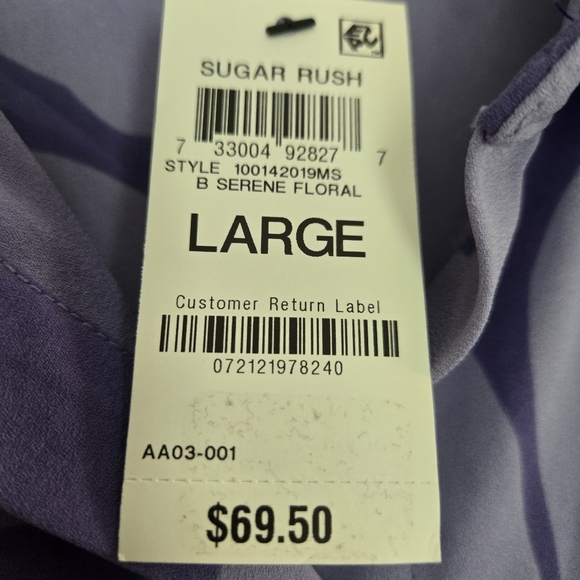 Womens ALFANI button Dawn Serene Floral Purple Blouse Size Large - Picture 8 of 8